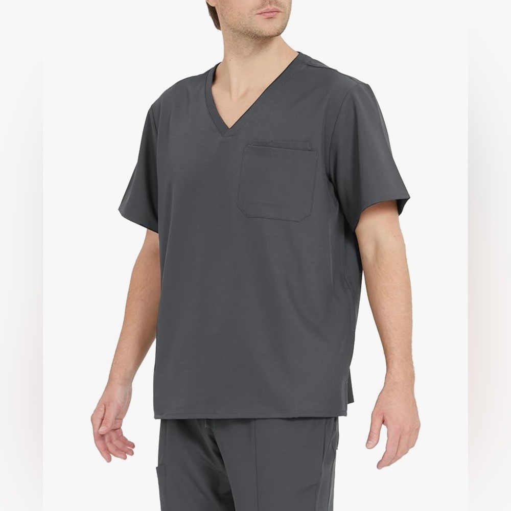 🍓$5 Pick!🍓 Men's Gray V-Neck Scrub Shirt